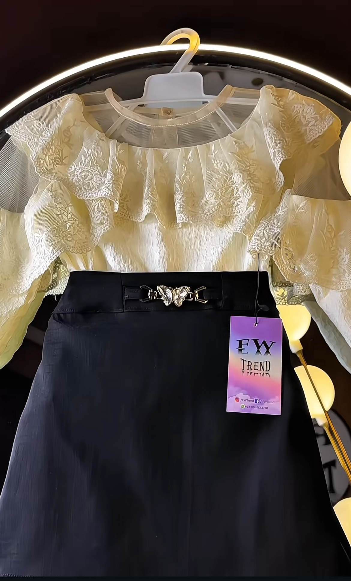 Stylish frilly net top with skirt