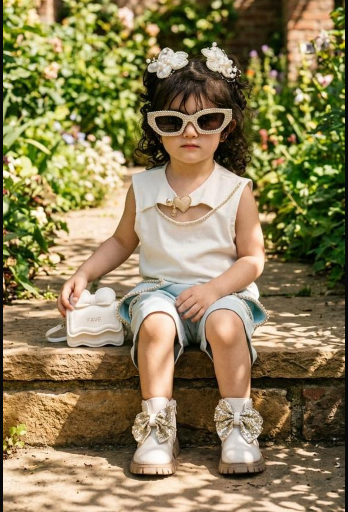 Stylish top with bow shaped short