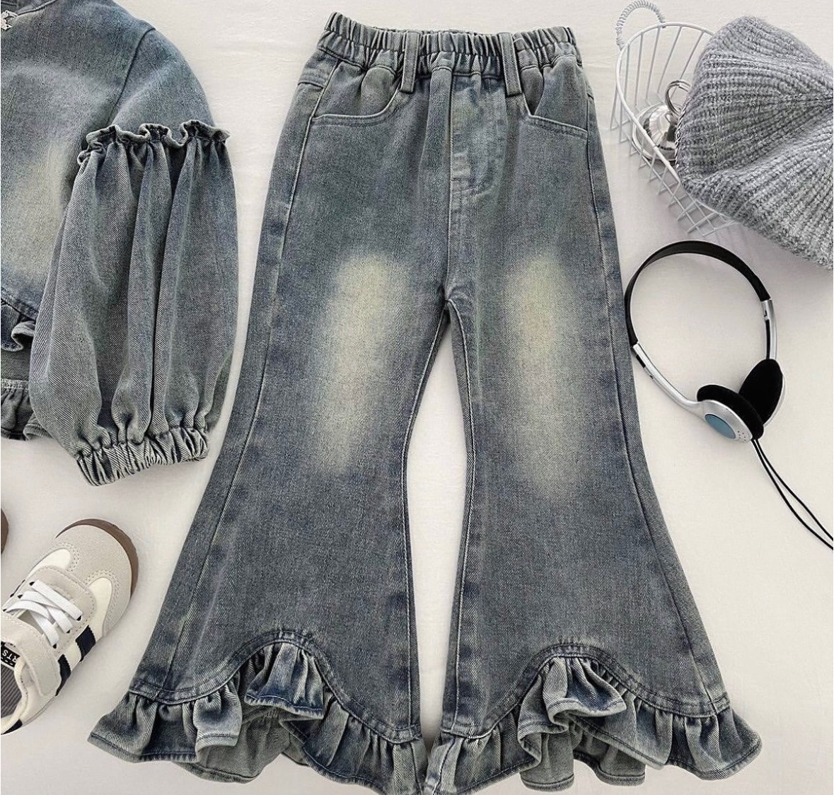 2 piece pure denim outfit , ( open shirt with pant )