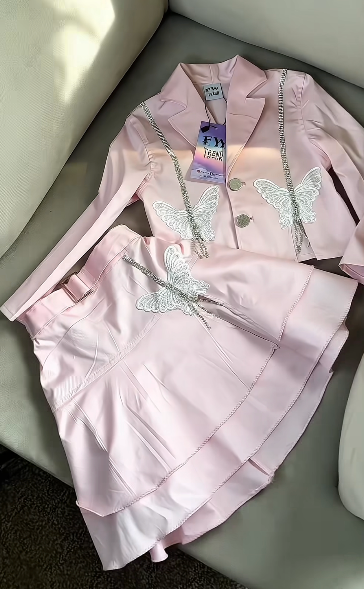 2 piece fancy butterfly theme short coat with skirt