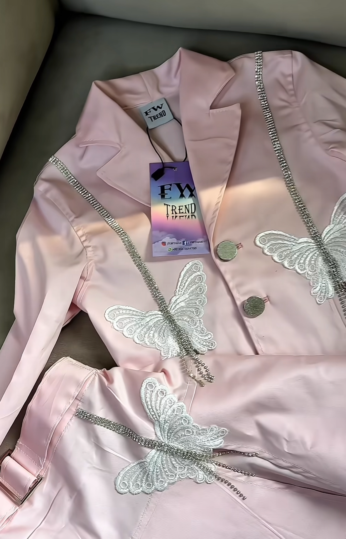 2 piece fancy butterfly theme short coat with skirt