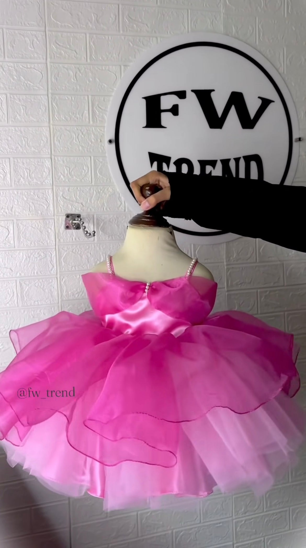 Beautiful fancy puffy frock with a pearl strip shoulder and back is adjustable