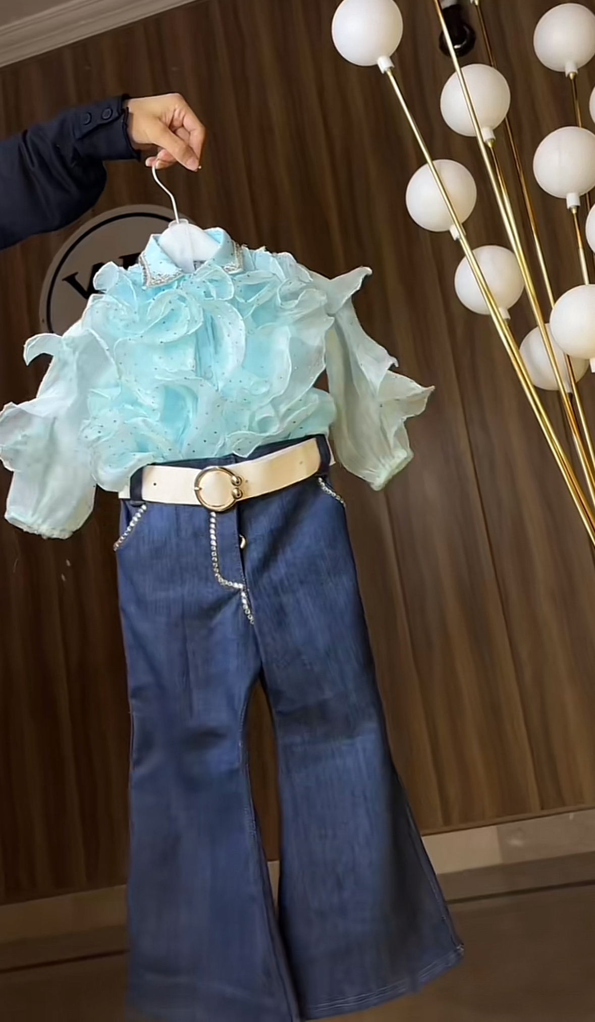 title full flary stone shirt with pant ( belt is included)