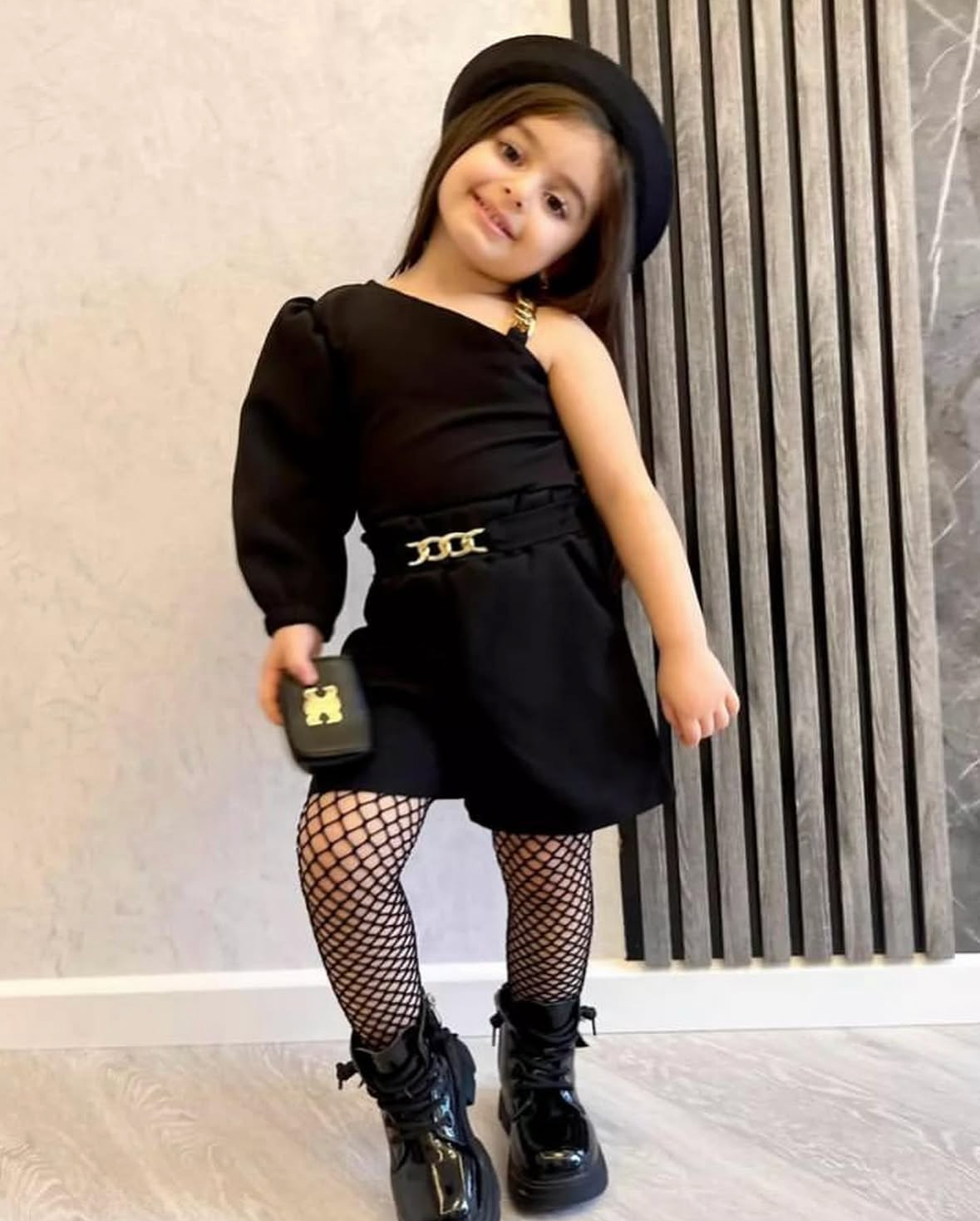 Girls One-Shoulder Buckle Top & Shorts Set