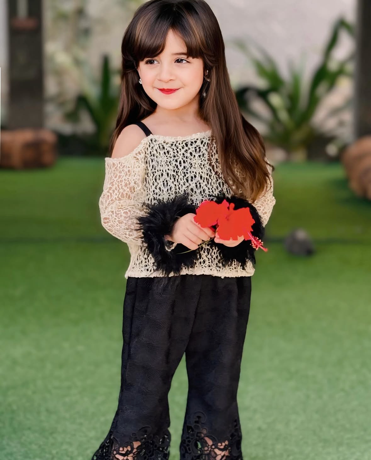 dua fur net double shirt with pant