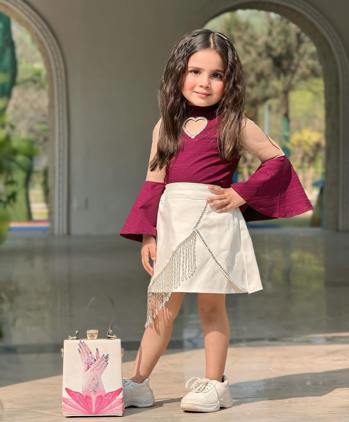 stone  heart see through top with tussle skirt