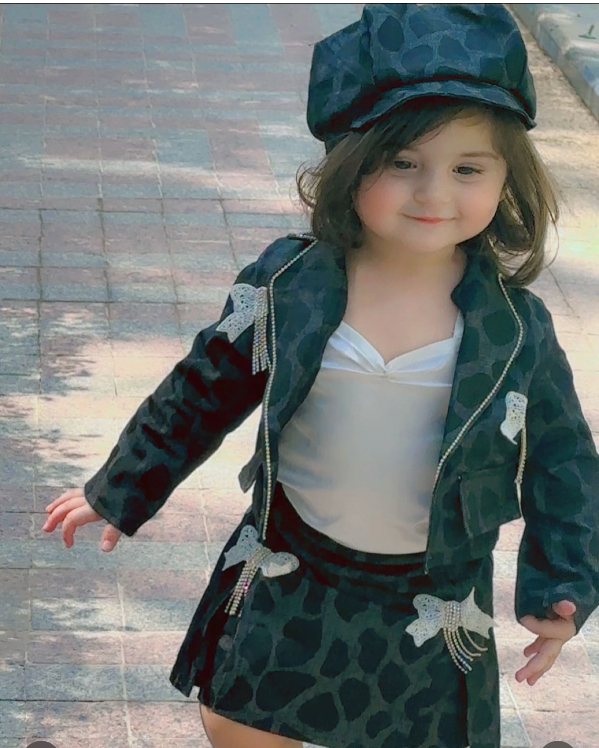 3 piece Amna’s little leopard print denim set