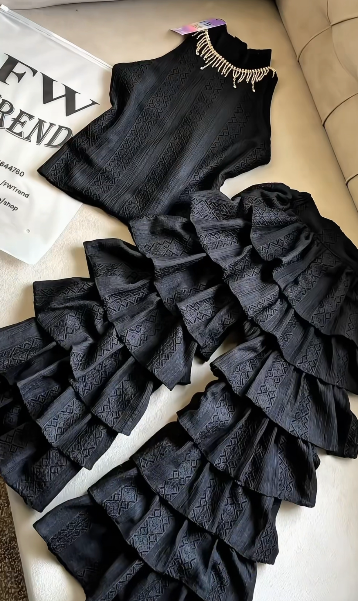 Amayas 2 piece full ruffle formal dress