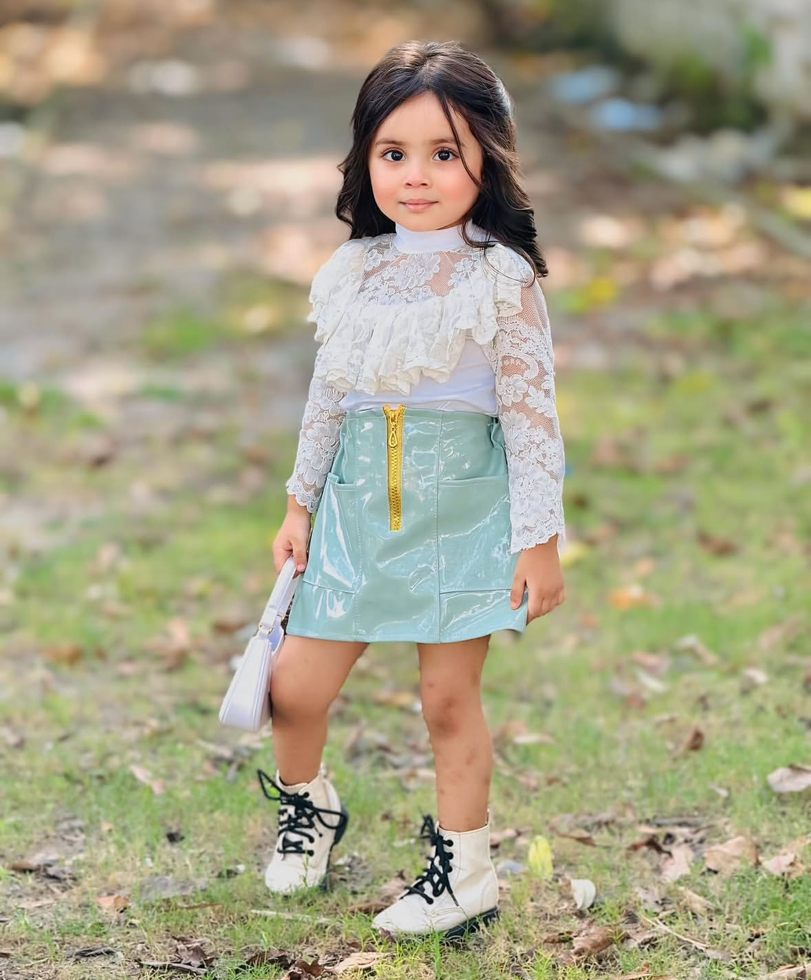 Full net stylish shirt wit leather skirt ( skirt back is elasticised )