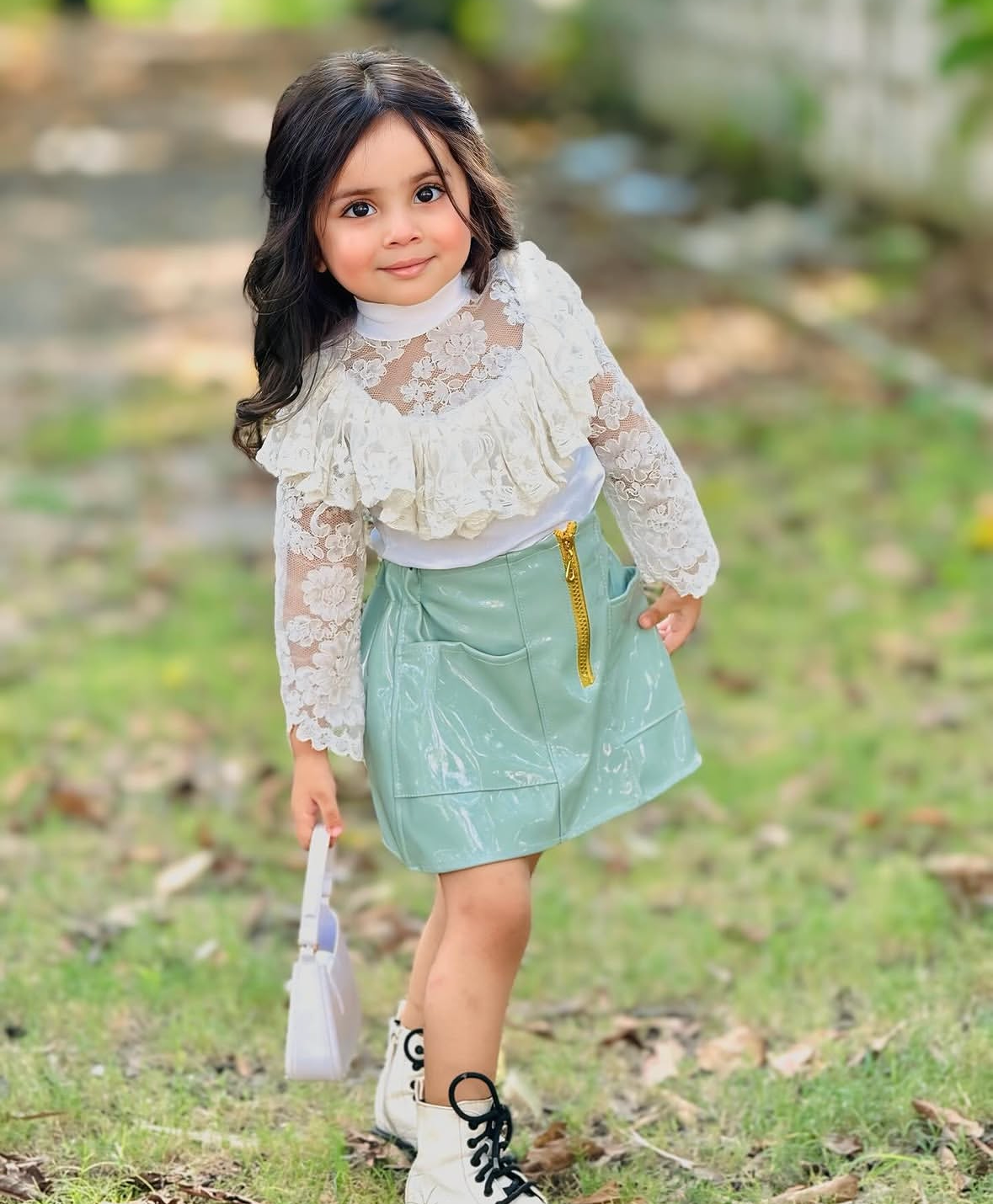 Full net stylish shirt wit leather skirt ( skirt back is elasticised )