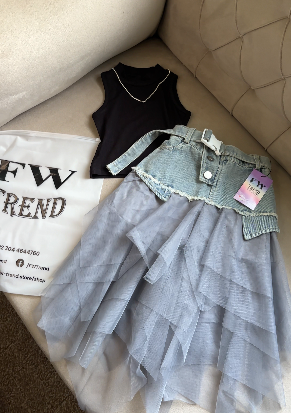 Black soft cotton shirt with random frill jeans
